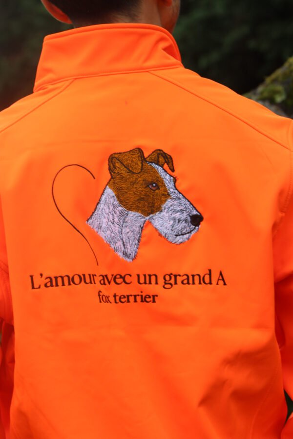 veste softshell orange L'amour avec un grand A ( petit chien )