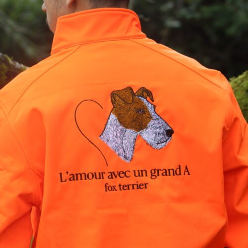 veste softshell orange L'amour avec un grand A ( petit chien )