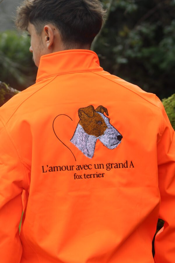 veste softshell orange L'amour avec un grand A ( petit chien )